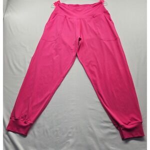 Hot Pink High Waisted Joggers Women Activewear Tapered Sweatpants with Pockets